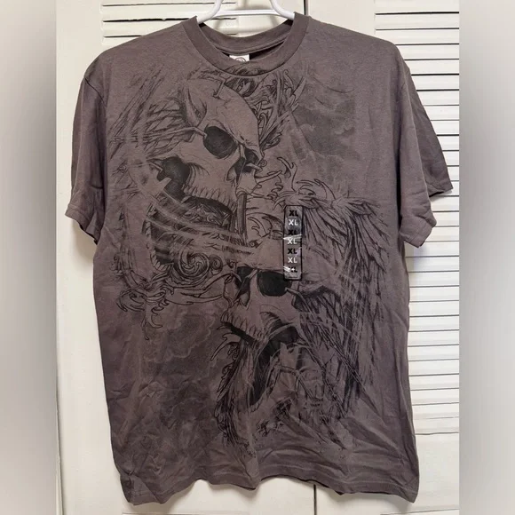 New Vintage Y2k 1999 Rare Delta Pro WeightBrown Skulls Graphic T- Shirt XL